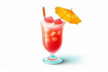 Cocktail 3d icon on white background