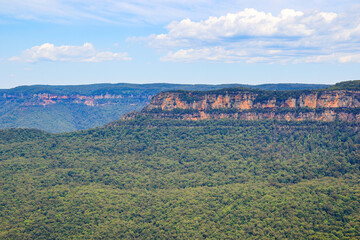 Southern escarpment of the Jamison Valley as seen from the Three Sisters in the Blue Mountains...