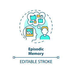 Episodic memory, adhd multi color concept icon. Brain processing issues. Round shape line illustration. Abstract idea. Graphic design. Easy to use in infographic, presentation, brochure, booklet