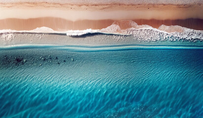 Tropical Beach Aerial View: Soft Waves and Sandy Beach from Above