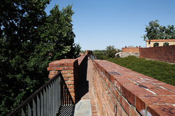 The medieval city wall and buildings architecture in  the Old Town of Warsaw, capital of Poland