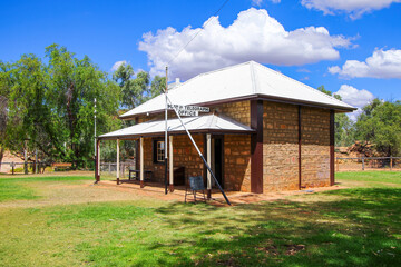 Old post and telegraph office of the Alice Springs Telegraph Station Historical Reserve in the Red...