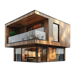 Modern bungalow on isolated background