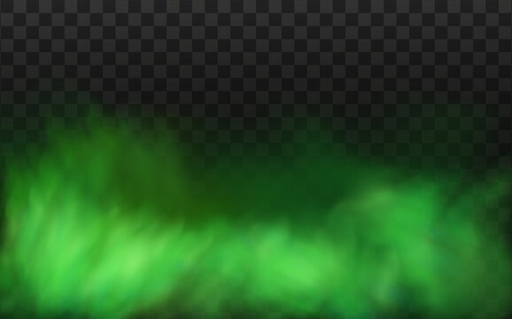 Green stink bad smell, smoke or poison gases,chemical toxic vapour.Vector realistic set of stench breath or sweat odor isolated on transparent checkered background.
