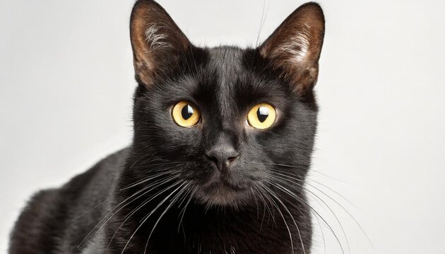 bombay black cat on a white background