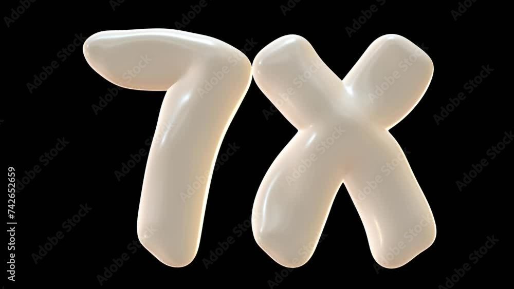 Poster 7x with milky color isolated on transparent background. 3d animation for double and bonus concept