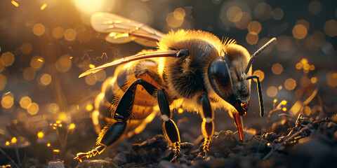 Macro bees biology  wallpaper photographic,Macro Bee Biology Wallpaper. - obrazy, fototapety, plakaty
