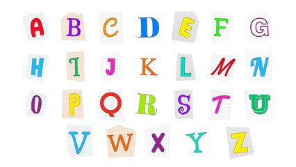 png colorful letter cut out alphabet isolated on transparent background design element