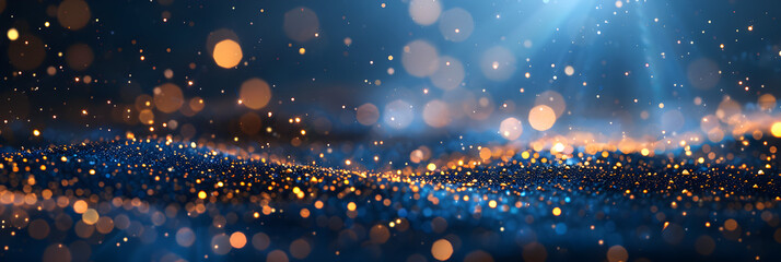 
abstract background with Dark blue and gold particle,  holiday concept. Festive Background - obrazy, fototapety, plakaty