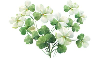 clovers watercolor isolated on transparent background, transparency
