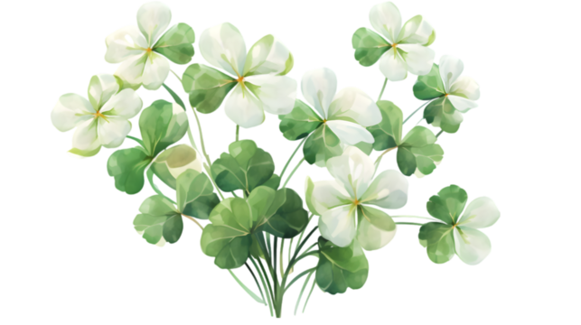 clovers watercolor isolated on transparent background, transparency