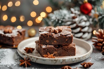 Brownies fudge good sweetness for your mem - obrazy, fototapety, plakaty