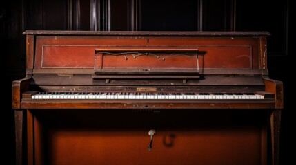 Fototapeta na wymiar old brown piano, vintage, honky tonk, 