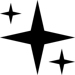 Obraz premium Minimalist silhouette stars icon set, twinkle shining star shape symbols, icons, elements. Modern geometric sparkle black silhouettes sign vector.