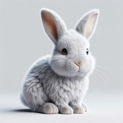Rabbit. Gray rabbit on white background