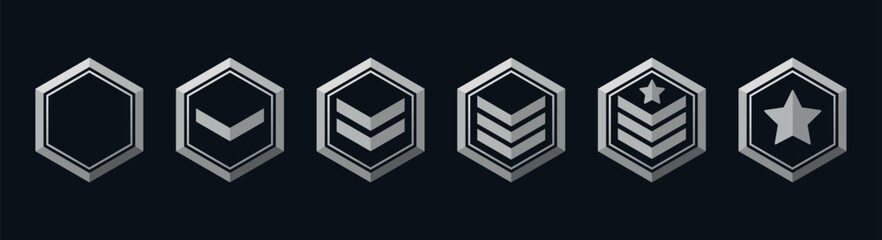 Line of military ranks. Rating system in the game - obrazy, fototapety, plakaty
