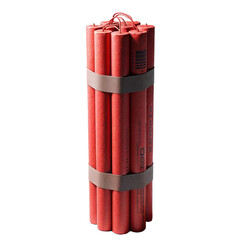 Isolated dynamite. Red explosive. Dynamite on a white background. 