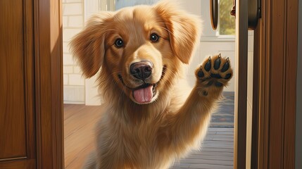 intelligent dog opening door