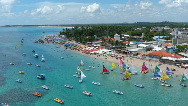 Porto de Galinhas, Brazil, South America. Beach. This is the ideal location to spend a day in the sunshine and swim in the beautiful turquoise ocean, without worrying about rain showers.