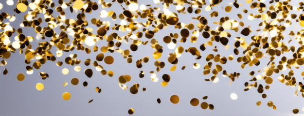 Golden Confetti Celebration on Light Background