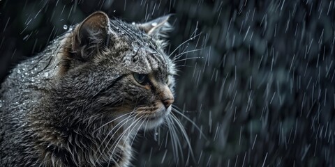 Tearful Cat Expresses Melancholy In The Rain