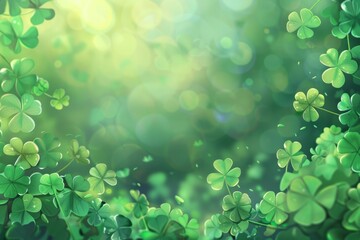 St Patrick's Day Celebration: Green Clovers On A Blurred Background