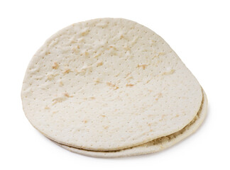 Two pizza bases closeup on a white. Isolated