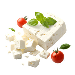 Feta Cheese, soft cheese isolated on transparent background, transparency 