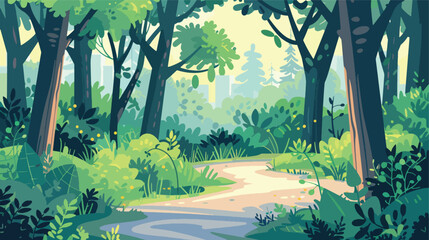 Nature park or forest illustration vector - obrazy, fototapety, plakaty
