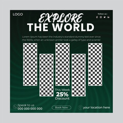 Creative travel social media template design