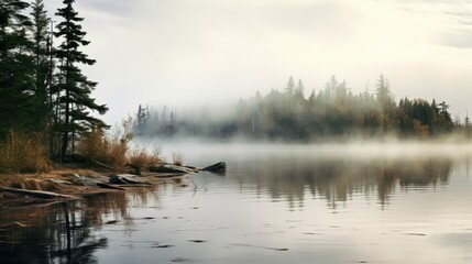 Fototapeta premium hazy foggy lake
