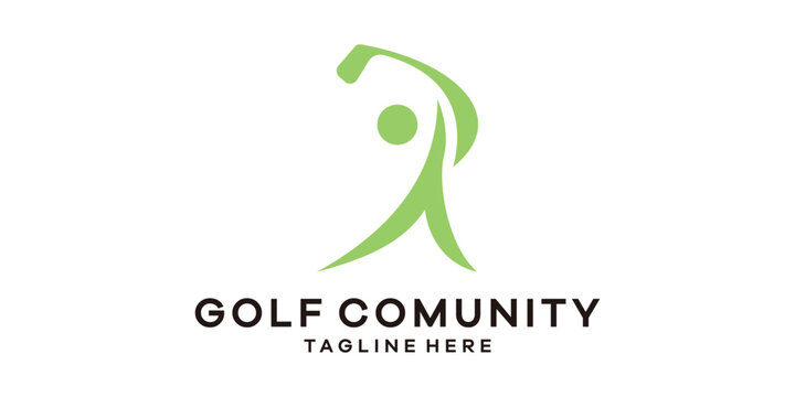 logo design combining people with the sport of golf, community logo design, template, idea.