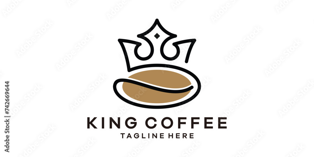 Sticker logo design combination of crown with coffee beans, logo design template, idea.