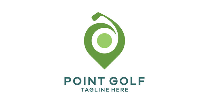 logo design combining the shape of a pin map with the sport of golf, logo design template, idea.