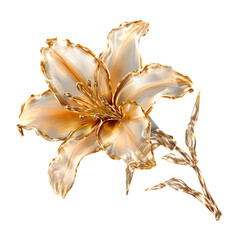 Gold lilly made of crystal isolated on transparent background,transparency 