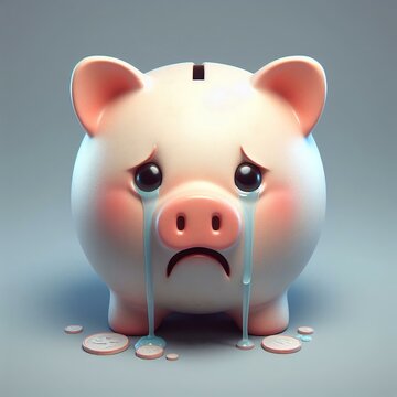 Porquinho triste chorando                        cofre, cofrinho, cofre de porquinho, porquinho, dinheiro, dinheiro extra, renda extra, investimento, economia, riqueza, economizar, finan&ccedil;as