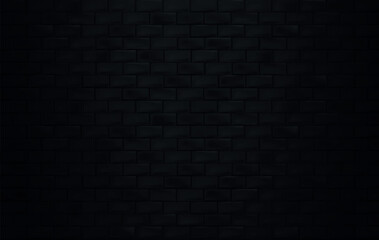 Black wall surface with dark bricks. Brick wall texture in abstract pattern background.