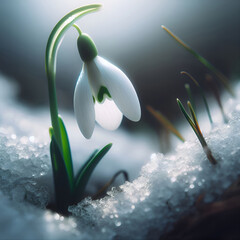 White Snowdrops. 2 Spring flowers