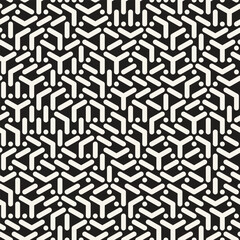 Vector seamless pattern. Repeating geometric elements. Stylish monochrome background design. - 742671412