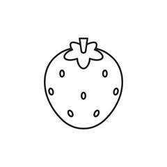 Garden strawberry fruit or strawberries line icon for food apps and websites. Vector illustration in outline style.