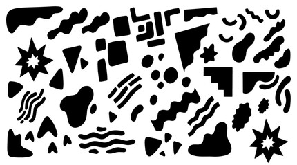 Modern trendy abstract shapes. hand drawn shapes set like Blob shape, star, wave, stair. Vector Illustration.