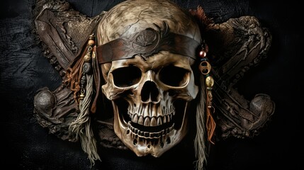 Naklejka premium ship pirate skull