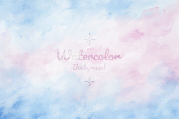 Soft Pink and Blue Watercolor Background on White Wall
