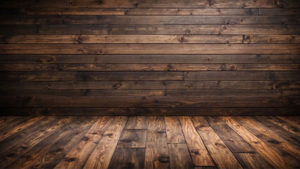 old wooden room with wood floor and copy space panorama size