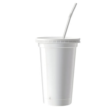 a white tumbler with a straw on a transparent background 