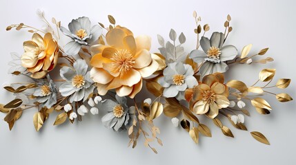 chic gold and gray flowers