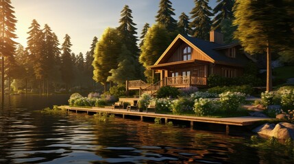 Obraz premium retreat home on lake