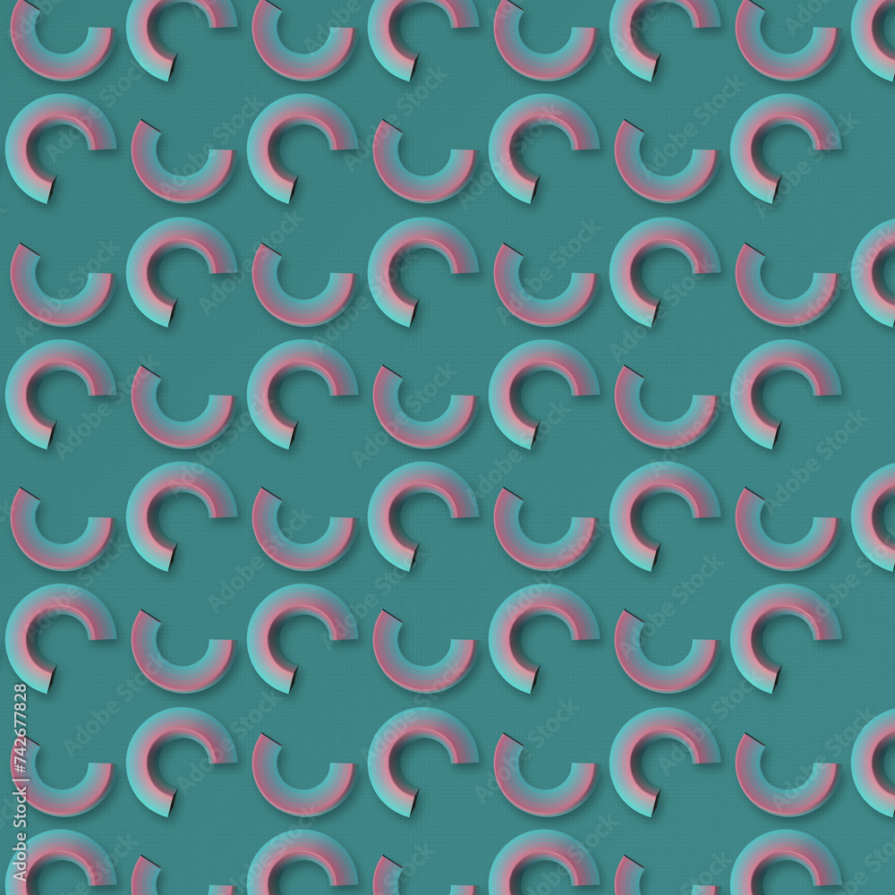 Poster pattern of pink and blue circles. contemporary and minimalistic style. 3d rendering digital illustra
