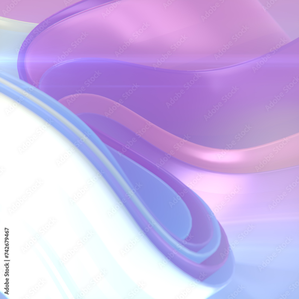 Poster Magical neon colored waves of fabric in the wind abstract digital illustration. 3d rendering abstract background
