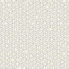 Vector seamless pattern. Repeating geometric elements. Stylish monochrome background design. - 742679622